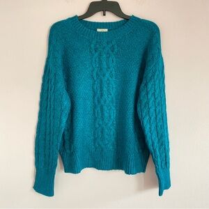 NEW St. John's Bay Turquoise Cable Knit Sweater size Medium
